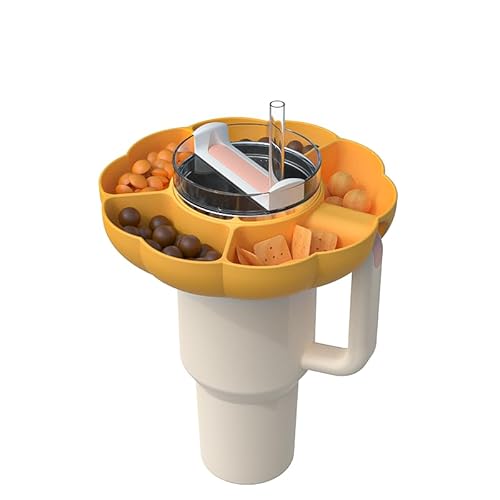 GZWY Snackteller für Stanley Cup 40oz, 5-Fach Wiederverwendbare große Kapazität Snack Schale für Stanley Thermobecher, Silikon Snack Tablett für Stanley Cup Zubehör (Orange) von GZWY