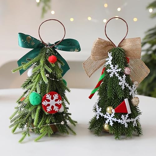 GZWY Weihnachtsdeko Weihnachtsbaum Figuren, Mini Künstlich Weihnachtsbaum mit Schneeflocken Weihnachtsmann zum Aufhängen, Deko Weihnachten Innen Mini Christbaum Tree für Weihnachtsdeko Tisch (A) von GZWY