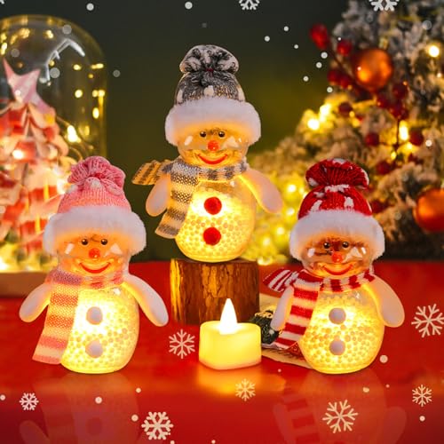 GZWY Weihnachtsdeko mit LED Licht, 3 Stück Weihnachten Schneemann Deko Figuren Weihnachtsdeko Innen Batteriebetrieben Weihnachten Deko Figur für Weihnachten Tischdeko Weihnachten Geschenke (3PCS) von GZWY
