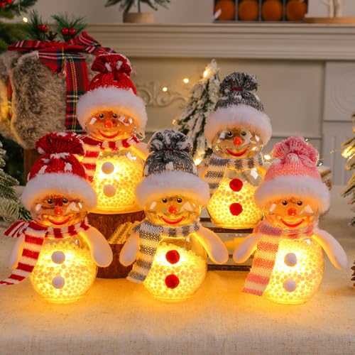 GZWY Weihnachtsdeko mit LED Licht, 3 Stück Weihnachten Schneemann Deko Figuren Weihnachtsdeko Innen Batteriebetrieben Weihnachten Deko Figur für Weihnachten Tischdeko Weihnachten Geschenke (5PCS) von GZWY