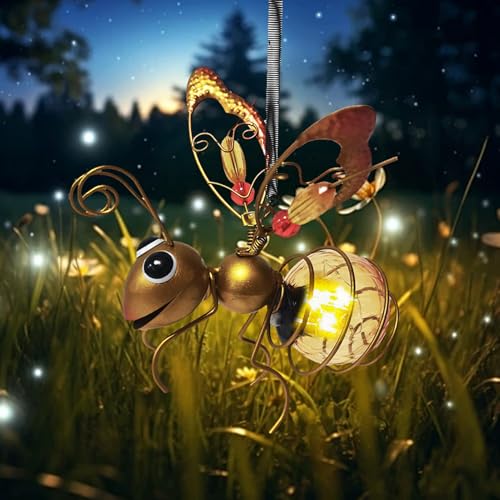 Gartendeko Biene Deko mit Solar Licht, Biene Garten Deko Solarleuchte Außen Gartendeko Lichterkette, Solar Hängende mit Wetterfest LED Solarlampe für Innen Draußen Hof Balkon Garten Terrasse (A) von GZWY