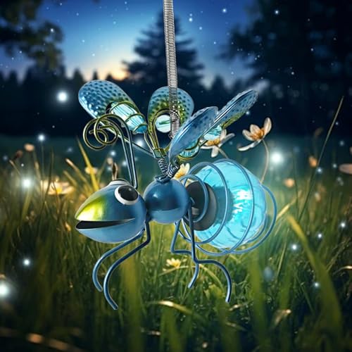 Gartendeko Biene Deko mit Solar Licht, Biene Garten Deko Solarleuchte Außen Gartendeko Lichterkette, Solar Hängende mit Wetterfest LED Solarlampe für Innen Draußen Hof Balkon Garten Terrasse (B) von GZWY