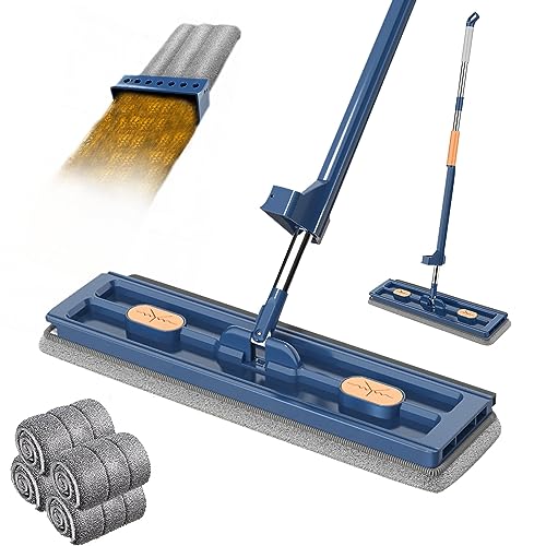 Großer Flachmop, 2023 Neu Großer Flach Mopp Bodenwischer, Flacher Wischmopp mit auswringfunktion, 360° Drehgelenk Bodenwischer Set Flachmopp mit Wiederverwendbaren Mikrofaser-Wischpads (Blau + 4 Pads) Großer Flachmop, 2023 Neu Großer Flach Mopp Bodenwischer, Flacher Wischmopp mit auswringfunktion, 360° Drehgelenk Bodenwischer Set Flachmopp mit Wiederverwendbaren Mikrofaser-Wischpads (Blau + 4 Pads) von GZWY