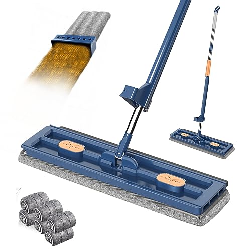 Großer Flachmop, 2023 Neu Großer Flach Mopp Bodenwischer, Flacher Wischmopp mit auswringfunktion, 360° Drehgelenk Bodenwischer Set Flachmopp mit Wiederverwendbaren Mikrofaser-Wischpads (Blau + 6 Pads) Großer Flachmop, 2023 Neu Großer Flach Mopp Bodenwischer, Flacher Wischmopp mit auswringfunktion, 360° Drehgelenk Bodenwischer Set Flachmopp mit Wiederverwendbaren Mikrofaser-Wischpads (Blau + 6 Pads) von GZWY