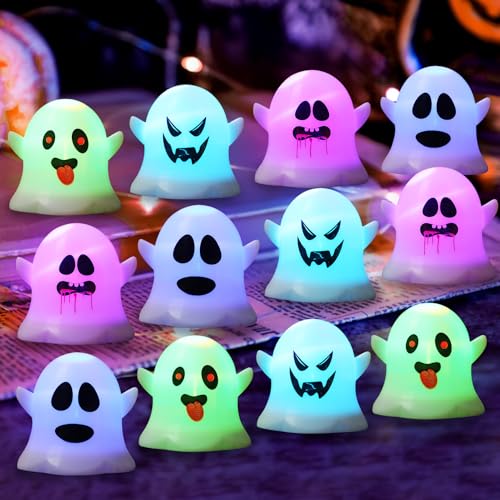 Halloween Deko Geister mit LED Licht, 12 Stück Beleuchtete Halloween Geister Deko Laterne mit Gesicht, LED Lichterkette Ghosts, Helloween Lichterkette Ghosts für Innen Außen Helloween Dekoration (B) Halloween Deko Geister mit LED Licht, 12 Stück Beleuchtete Halloween Geister Deko Laterne mit Gesicht, LED Lichterkette Ghosts, Helloween Lichterkette Ghosts für Innen Außen Helloween Dekoration (B) von GZWY