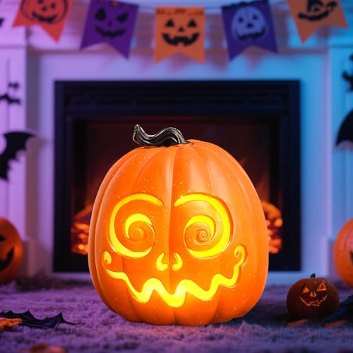 Halloween Deko LED Kürbis Lampe, Herbstdeko Kürbis Deko Laterne mit Gesicht aus Kunststoff, LED Kerzen Pumpkin Figuren Leuchtende Halloween Tischdeko für Erntedankfest Herbst Helloween Dekoration (C) Halloween Deko LED Kürbis Lampe, Herbstdeko Kürbis Deko Laterne mit Gesicht aus Kunststoff, LED Kerzen Pumpkin Figuren Leuchtende Halloween Tischdeko für Erntedankfest Herbst Helloween Dekoration (C) von GZWY