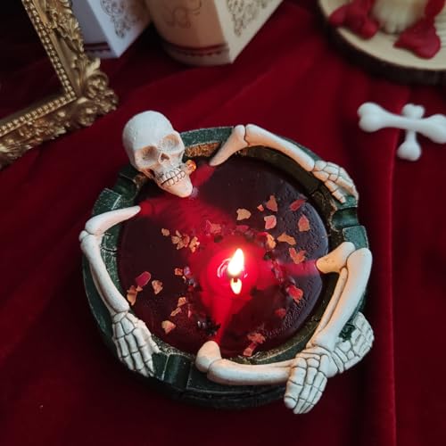 Halloween Deko Leuchtende Skelett Duftkerze, Halloween Dekoration Candle Halloween Deko Innen Tischdeko Skelett Deko Sojawachs Aromatherapie Candle Geschenk für Frauen Männer Freund (B) von GZWY