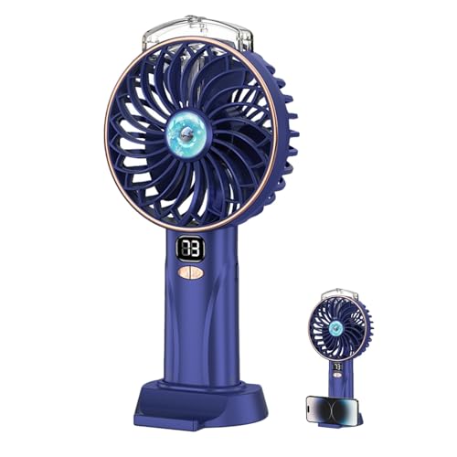 Handventilator mit Wasserkühlung, Tragbarer Mini Ventilator Klein mit 5 Geschwindigkeiten,LED Anzeige,Wiederaufladbarer Hand Ventilator mit Wasserkühlung,Taschenventilator für Reisen Büro Outdoor (A) von GZWY
