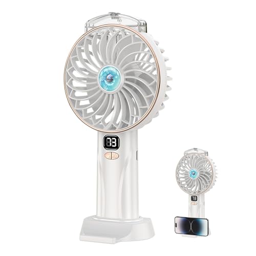Handventilator mit Wasserkühlung, Tragbarer Mini Ventilator Klein mit 5 Geschwindigkeiten,LED Anzeige,Wiederaufladbarer Hand Ventilator mit Wasserkühlung,Taschenventilator für Reisen Büro Outdoor (B) von GZWY