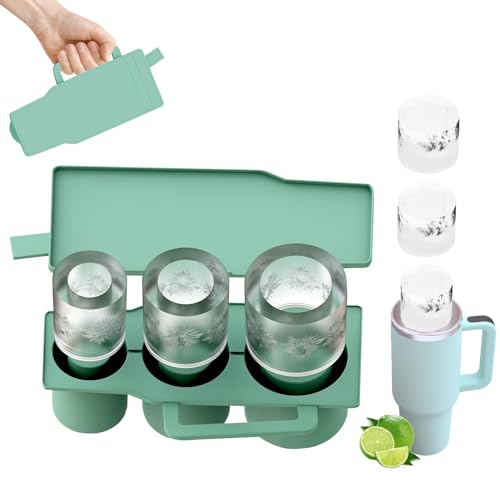 Ice Cube Tray für Stanley Cup, Große Eiswürfelform Silikon,Eiswürfelform mit Deckel,Eiswürfelbehälter Mit Deckel für 30–40 OZ Becher,BPA-frei,Silikon Eiswürfelform für Cocktails,Whiskey,Saft (Grün) von GZWY