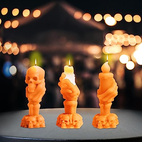 Kerzenform Silikon Halloween 3D Totenkopf Geist Hand Kerzen Silikonform, DIY Handgefertigte Kerzenformen Zum Gießen Silikonformen Halloween Deko für Kerzenwachs Harz Gips Basteln Herstellung von GZWY