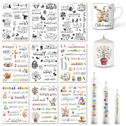 Kerzentattoo Ostern, 9 Stück Osterdeko Wassertransferdruck, Osterhase Wasserschiebefolie für Kerzen, Kerzenaufkleber Sticker für Kerze Tasse,Kerzendekoration für Ostern,Geburtstag und DIY-Projekte (A) Kerzentattoo Ostern, 9 Stück Osterdeko Wassertransferdruck, Osterhase Wasserschiebefolie für Kerzen, Kerzenaufkleber Sticker für Kerze Tasse,Kerzendekoration für Ostern,Geburtstag und DIY-Projekte (A) von GZWY