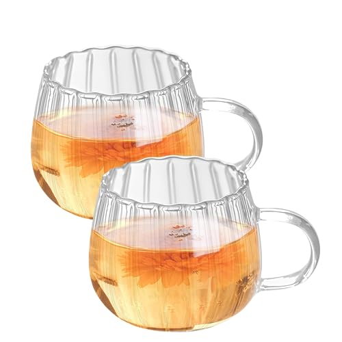 Kürbis Tasse Halloween Tasse, 2 Stück 350ml Latte Macchiato Gläser Kaffeetassen,Die Bürotassen Glastassen Mit Griffen Klare Kaffeetassen für Latte,Cappuccino (transparente) von GZWY