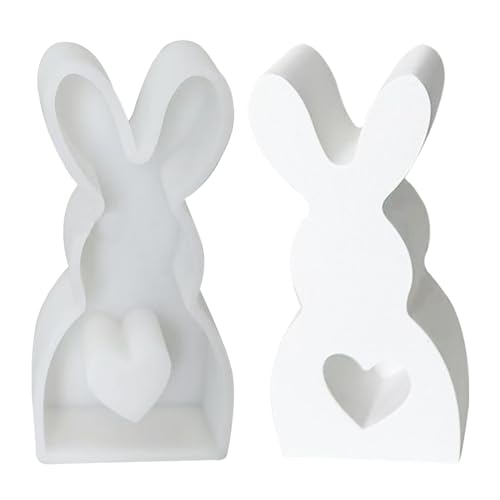 Ostern Kaninchen Kerzenform Silikon Osterhasen Silikonformen Gießformen 3D Gießform Tier Epoxidharz Kerzenformen zum Gießen für DIY Seife, Kerzen, Ostergeschenke (L) von GZWY