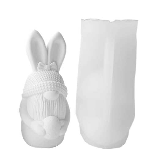 Ostern Kaninchen Silikonformen Gießformen, 3D Silikonform Ostern Kerzenformen Zum Gießen, Hasenform für Ostern, Ostern Kaninchen Kerzen Gießformen für Gips, Sojawachs Kerzen, Handwerk (B) von GZWY