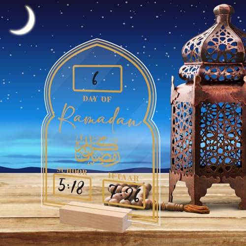 Ramadan Kalender, Ramadan Deko Aus Acrylic, Handgeschriebener Countdown Kalender, Ramadan Kalender Kinder, DIY Eid Mubarak Adventskalender Ramadan Dekoration Wohnzimmer Ramadan Geschenke für Kinder von GZWY
