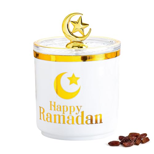 Ramadan Süßigkeitenglas mit Deckel, Ramadan Deko Vorratsgläser Süßigkeiten Behälter Box Kunststoffe Eid Mubarak Snacks Containerbox für Ramadan Dekoration Süßigkeiten Buffet Dekorative Gläser (D) von GZWY