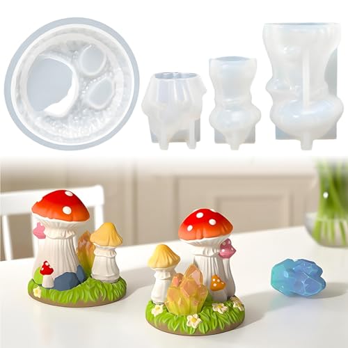 Silikonform Herbst Pilze, 3D Gießformen Silikon Pilze Silikonformen Gießformen Herbst Gipsformen Zum Gießen, Giessformen Silikon Gießform Pilzen Kerzenformen für DIY Gips Kerzen (Pilze) von GZWY