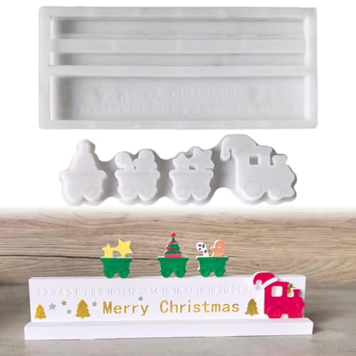 Silikonform Weihnachten Adventskalender, Silikonformen Gießformen Weihnachten Gießformen Silikon Countdown Kalender Gips zum Gießen Silikonform Adventskalender für Weihnachtsdeko Kerzen (A) von GZWY