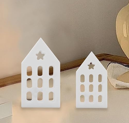 Silikonformen Gießformen Häuser, 3D Silikonform Haus mit Fenster Silikonform Häuser Kerzenformen zum Gießen, Gießform Haus Epoxidharz für Beton, Seife, Handwerk Ornamente (2PCS) von GZWY