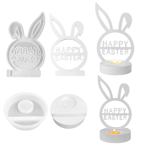 Silikonformen Gießformen Hase Kerzenhalter, Silikonformen Ostern, 3D Hasenform für Ostern, Ostern Hase Backform, Gips Ostern Hase Backform, Hase Silikon DIY Giessform für Kerze, Seife, Epoxidharz (F) von GZWY