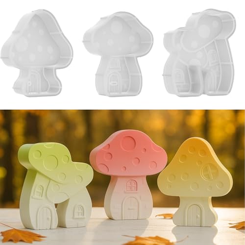 Silikonformen Gießformen Pilz Igel, Silikonform Herbst Igel Gips zum Gießen, Gießformen Silikon HERBST Buchstaben Gießform Pilz Igel Giessformen Silikon für DIY Herbstdeko Kerzen (I) von GZWY
