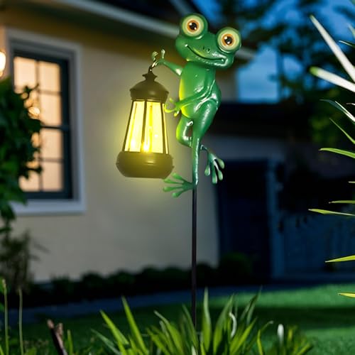 Solarlampen für Außen Garten, Frosch Deko mit Solar Laterne Gartenfiguren,Solar Deko Gartendeko für Draußen,IP65 Wasserdicht Solarbetriebene LED Licht Gartenleuchten für Außen Terrasse Rasen Deko (A) von GZWY