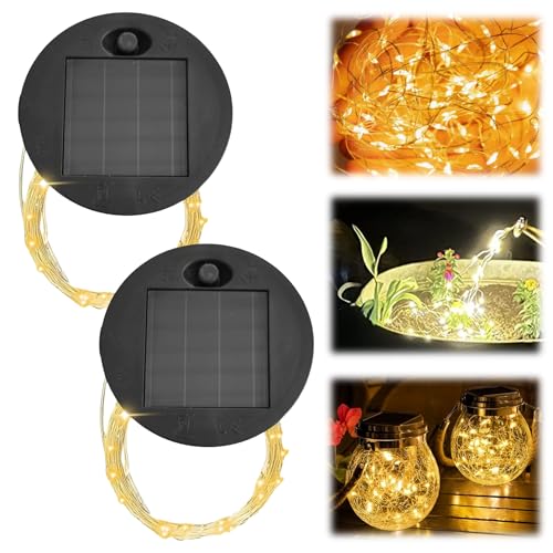 Solarleuchten Ersatzteile, 2er Solar Ersatzteile 7cm,Ersatz Solarmodul für Gartenleuchte mit LED Lichterkette,Wasserdicht Solarleuchten Ersatzdeckel für Solarlaterne,Solar Gartenleuchten und DIY (2) von GZWY