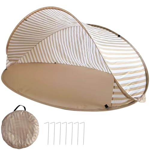 Strandmuschel Pop Up Strandzelt, 1-3 Personen Pop Up Strandmuschel mit UV Schutz, Automatisches Sonnenschutz Strand mit Tragetasche und Heringe, Windschutz Wurfzelt für Familie Camping Garten Strand von GZWY