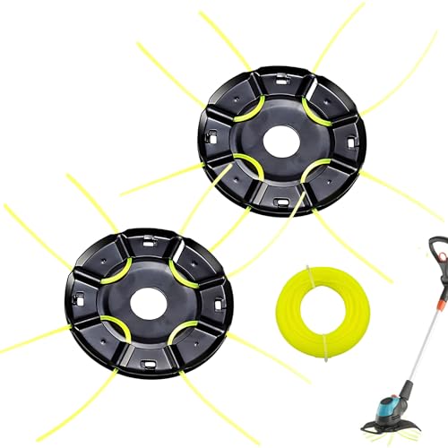 Unkrautbürste für Freischneider, 2er Unkrautbürste für Motorsense, Mähkopf Ersatzfadenspule für Rasentrimmer mit 15m Nylon Faden Wildkrautbürste & Freischneider Zubehör für Akku Rasentrimmer (25.4mm) von GZWY