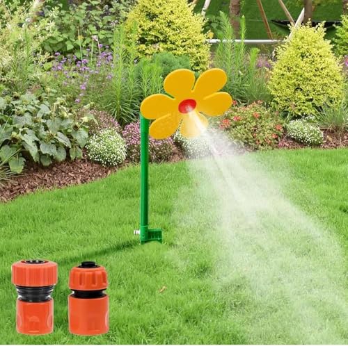 Wassersprinkler Kinder Outdoor, Crazy Daisy Sprinkler, 360° Rasensprinkler Tanzende Blume, Wasserblume für Garten Kinder, Rasensprenger Wasserspielzeug mit Gartenschlauch Anschluss (A) von GZWY
