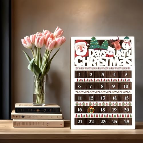 Weihnachtsdeko Adventskalender Holz, Weihnachten Adventskalender Holz 25 Tage, Aufhängbar Weihnachtsdeko Tisch Weihnachtskalender Weihnachten Deko Countdown Kalender für Weihnachten Deko Innen (A) von GZWY