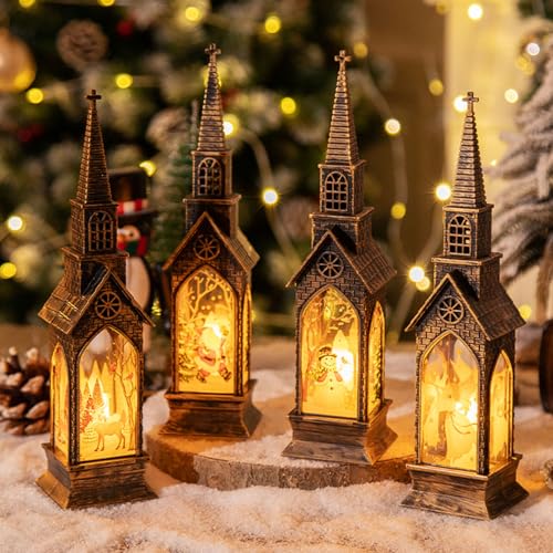 Weihnachtsdeko Laterne Häuser mit LED Licht,2 Stück Kunststoff Weihnachtslaterne Weihnachten Deko Weihnachtsmann Schneemann Häuser Beleuchtete Laterne Weihnachtsbeleuchtung für Weinachtsdeko Innen (C) Weihnachtsdeko Laterne Häuser mit LED Licht,2 Stück Kunststoff Weihnachtslaterne Weihnachten Deko Weihnachtsmann Schneemann Häuser Beleuchtete Laterne Weihnachtsbeleuchtung für Weinachtsdeko Innen (C) von GZWY