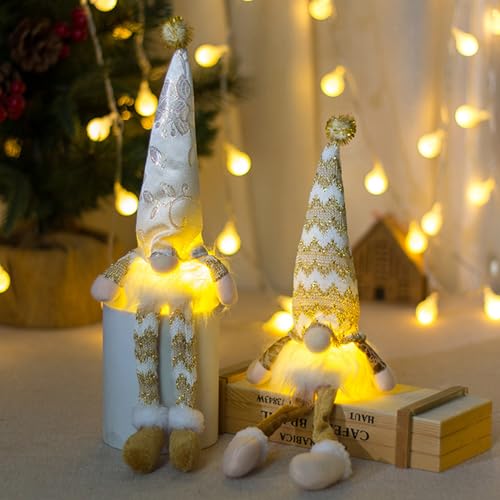 Weihnachtsdeko Wichtel mit LED Licht, 2er ​Weihnachtsdeko Aussen Weihnachtswichtel Figuren Deko Weihnachten Deko Beleuchtete Plüsch Wichtel Figuren Weihnachtsbeleuchtung für Weihnachtsdeko Innen (B) von GZWY