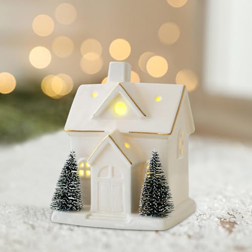 Weihnachtsdorf Beleuchtet Weiß, Weihnachtsdeko Weiß Weihnachtshäuser mit LED Licht, Keramik Weihnachtsdorf mit Beleuchtung, LED Weihnachtshaus Beleuchtet Lichthaus Weiss für Weihnachtsdeko Innen (B) Weihnachtsdorf Beleuchtet Weiß, Weihnachtsdeko Weiß Weihnachtshäuser mit LED Licht, Keramik Weihnachtsdorf mit Beleuchtung, LED Weihnachtshaus Beleuchtet Lichthaus Weiss für Weihnachtsdeko Innen (B) von GZWY