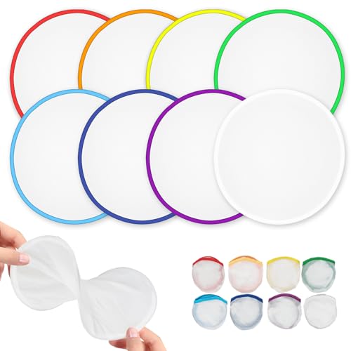 8 Stück Faltbare Handfächer Rund,Faltbare Wurfscheibe,DIY-Handfächer zum Bemalen,Leicht zu Transportieren,für künstlerische Aktivitäten und als Geschenk.(8 Farben) von GZXUEHU