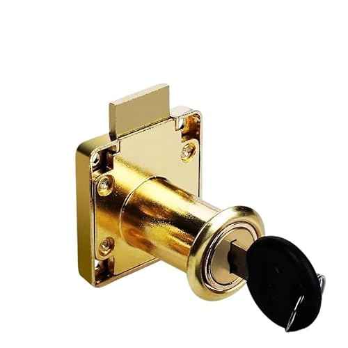 Hebelschloss Universal Schubladenschlösser mit 2 Schlüsseln, Möbelbeschläge, Tür- und Schrankschloss for Büro, Schreibtisch, Briefkasten, 3 Farben, Nockenschlösser(Gold-long) von GZXXB