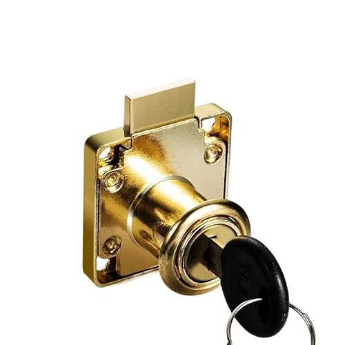 Hebelschloss Universal Schubladenschlösser mit 2 Schlüsseln, Möbelbeschläge, Tür- und Schrankschloss for Büro, Schreibtisch, Briefkasten, 3 Farben, Nockenschlösser(Gold-short) von GZXXB