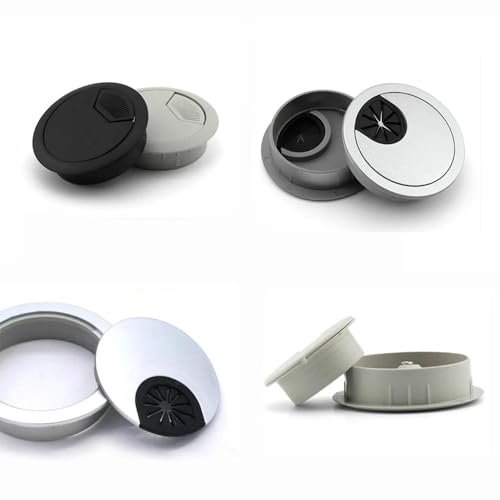 Kabeldurchlass Rund 1/2/5/10 Stücke 35/50/53/60/80mm PC Computer Schreibtisch Kunststoff Tülle Tisch Kabel Ordentlich(Gray 50mm,1pcs) von GZXXB