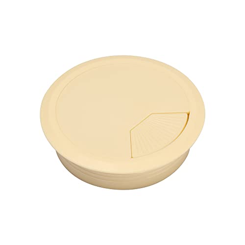 Kabeldurchlass Rund 2 STÜCKE Desktop Kabellochabdeckung 60/80mm Büro Schreibtisch Basis Kabelverschraubung Outlet Kabelanschluss Rack Organizer Möbelbeschlag Schnalle Linie(Beige,80mm) von GZXXB