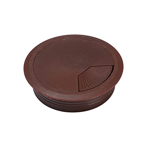 Kabeldurchlass Rund 2 STÜCKE Desktop Kabellochabdeckung 60/80mm Büro Schreibtisch Basis Kabelverschraubung Outlet Kabelanschluss Rack Organizer Möbelbeschlag Schnalle Linie(Dark brown,60mm) von GZXXB
