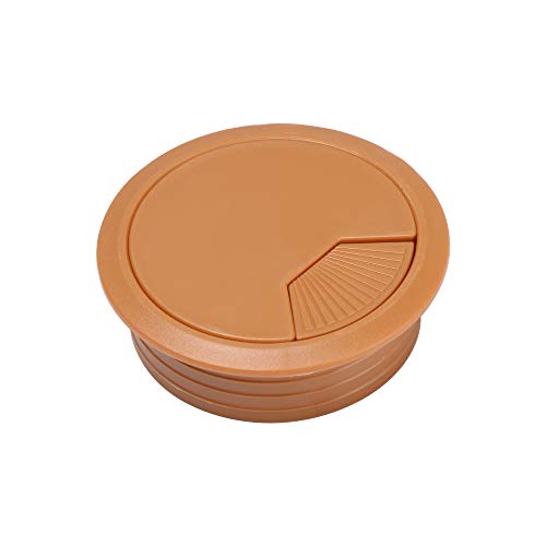 Kabeldurchlass Rund 2 STÜCKE Desktop Kabellochabdeckung 60/80mm Büro Schreibtisch Basis Kabelverschraubung Outlet Kabelanschluss Rack Organizer Möbelbeschlag Schnalle Linie(Light brown,60mm) von GZXXB
