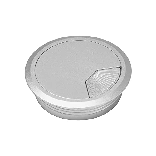 Kabeldurchlass Rund 2 STÜCKE Desktop Kabellochabdeckung 60/80mm Büro Schreibtisch Basis Kabelverschraubung Outlet Kabelanschluss Rack Organizer Möbelbeschlag Schnalle Linie(Silver,60mm) von GZXXB