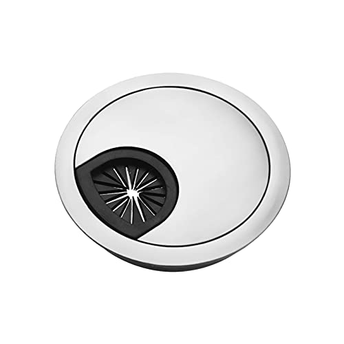 Kabeldurchlass Rund 2 Stück Zink-Alloy-Schreibtisch-Drahtloch-Cover-Computer-eidige Tidy-Tatsel-Tisch-Kabel-Auslass-Anschluss-Oberflächenleitungs-Box-Tabellenkabel-Befestigungshardware(Silver,60mm) von GZXXB