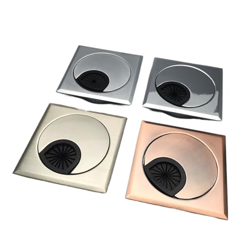 Kabeldurchlass Rund 2 teile/los Quadrat 60mm Zinklegierung PC Computer Schreibtisch Tischtuch Tülle Kabelauslauf Aufgeräumte Drahtlochabdeckung(Silver) von GZXXB