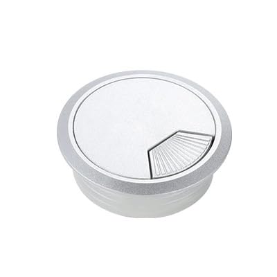 Kabeldurchlass Rund 5 Stück 50/53/60/80 mm Schreibtisch-Drahtlochabdeckung, Kunststoff, runde Kabelbox, Computer-Gewindeloch(Sliver,50mm) von GZXXB