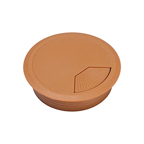 Kabeldurchlass Rund Aluminiumlegierung Büro Tisch Schreibtisch Rechteck Drahtkabel Tülle Loch Abdeckung Auslassanschluss mit schwarzer Bürste(80mm light brown) von GZXXB