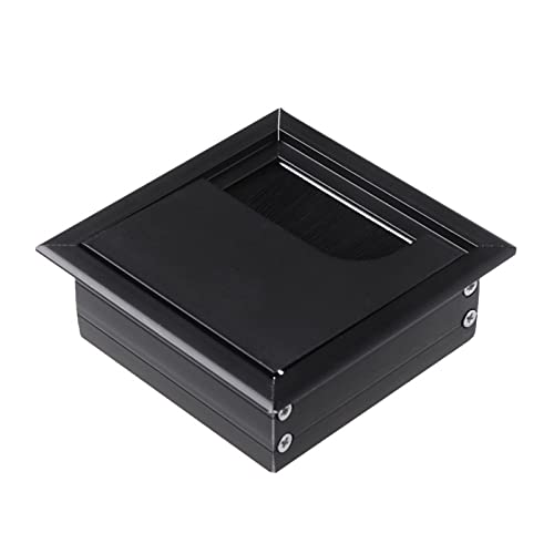 Kabeldurchlass Rund Aluminiumlegierung Büro Tisch Schreibtisch Rechteck Drahtkabel Tülle Loch Abdeckung Auslassanschluss mit schwarzer Bürste(80x80mm black) von GZXXB