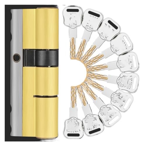 Massiver Schließzylinder 10 Tasten Lock Ersatzsicherheit Eingangstürschloss Zylinder Knob Trotzig Doppelzylinderschloss(A35B35 L70mm) von GZXXB