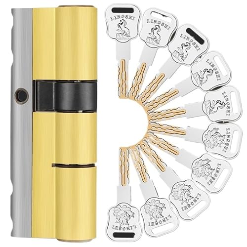 Massiver Schließzylinder 10 Tasten Lock Ersatzsicherheit Eingangstürschlosszylinder(A32.5B32.5 L65mm) von GZXXB